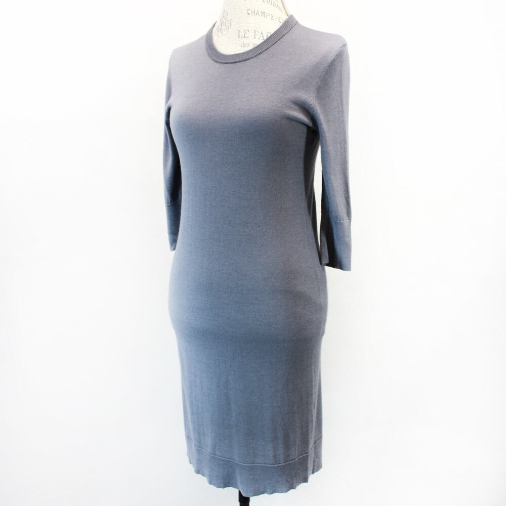 Equipment Femme Gray Knit Midi Sweater Dress Small Minimalist Preppy Casual